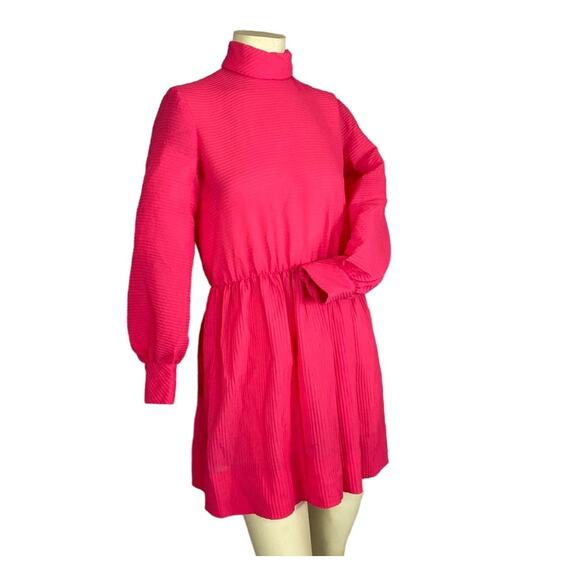 Vintage Saks Fifth Avenue pink dress with high neck & long sleeves size xs - Picture 1 of 12